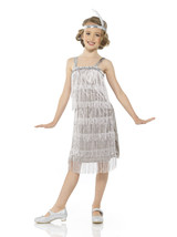 Karnival Costumes Roaring 20s 1920 Silver Flapper Dress Girl&#39;s Costume X-large 9 - £38.50 GBP