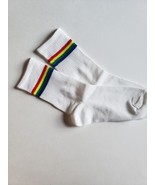 Cotton Ankle Socks With Rainbow Trim - New - $5.89