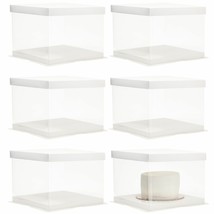 6 Pack Clear Cake Boxes With Lids 8.6&quot; X 8.6&quot; X 6.3&quot; For Display Pastries - £33.68 GBP