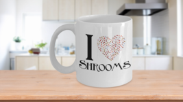Mushroom Love Mug White Coffee Cup I heart Shrooms Funny Gift for Chef Foodie Mu - £14.44 GBP+