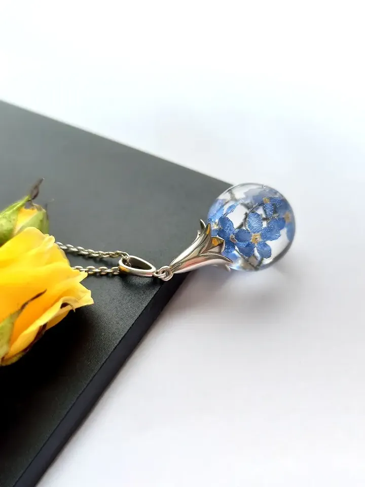 Silver pendant with forget-me-nots - $89.00