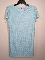 Juicy Couture Aqua Blue Lace Womens Sz Large Short Sleeve Lined Shift Dress Nwt - £12.78 GBP