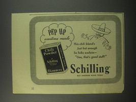 1943 Schilling Chili Powder Ad - Pep up wartime meals - $18.49