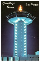 Greetings from Las Vegas Landmark Hotel at Night Postcard 1969 - £6.96 GBP