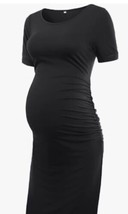 Liu &amp; Qu Women&#39;s Maternity Bodycon Ruched Side Dress Casual Short &amp; 3/4 Sleeve - £7.91 GBP