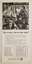 1955 Print Ad Bell Telephone Hunters in Cabin with Rifles Smoking a Pipe - £7.07 GBP