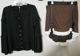 Steampunk Victorian Goth Costume Spirit Women&#39;s Size L (10-12) Skirt &amp; Blouse - £27.25 GBP