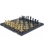STUNNING BLUE SENATOR WOODEN CHESS SET - Hand crafted board and pieces -... - £53.93 GBP