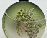 Vintage Blown Glass Green Ombre Glitter Leaf/Branch Detail Ball Ornament... - £32.06 GBP