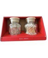 Rae DUNN 25 Spiral Hair Ties 120 Cotton Swabs Jar Set - $40.52 CAD