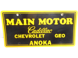 Main Motor Cadillac Chevrolet Geo Anoka Plastic Dealer License Plate - £11.06 GBP