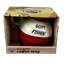 NEW Bigmouth The Gone Fishin&#39; Coffee Mug Red &amp; White Bobber 20 oz Cup - £14.79 GBP