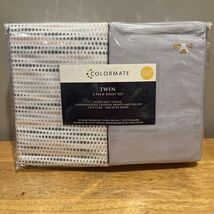 Colormate Twin Sheet Set Gray Yellow Polka Dot Solid Sears Microfiber Vtg - $29.69