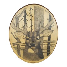 Brian Wingender Original Art Buck Deer Wooden Plaque Hunting Cabin Northwoods - £32.88 GBP