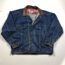 Vintage Marlboro Country Store Mens Denim Jean Jacket Leather Collar Siz... - $59.39
