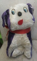 Fred Silber Playmates Dog Purple White Vintage Stuffed Plush Dog 13&quot; tall - £36.54 GBP