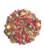 Vintage Christmas ornament wreath 20 Inch 25148 Red Gold Germany Glass - £146.06 GBP