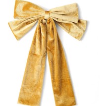 Velvet Hair Bow Clip Mustard Yellow - $13.86