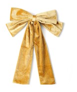 Velvet Hair Bow Clip Mustard Yellow - $13.86