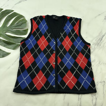 Limited Womens Vintage Y2k Sweater Vest Size L Black Red Argyle Plaid Wo... - $31.67