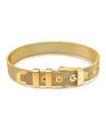 18K Gold Plated Stainless Steel Buckle Style Bracelet Waterproof Hypoall... - £26.01 GBP