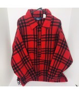 Vintage Woolrich Pullover Coat Jacket  Red Plaid 1/2 Snap Women’s XL USA... - £38.92 GBP