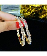 2Ct Coupe Ronde Moissanite Huggie Créole Boucles D&#39;Oreilles 14K or Jaune... - $322.95 CAD