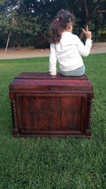 Vintage Moroccan Large Carved Cedar Chest, Rustic African Farmhouse Wood... - $945.99