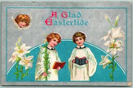 Violet Flower Bouquet Easter Greetings Lily Flowers Embossed 1911 DB Postcard F8 - £8.66 GBP