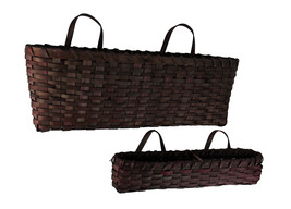 Scratch &amp; Dent Dark Red Woven Wood Window Basket Set of 2 - £22.04 GBP