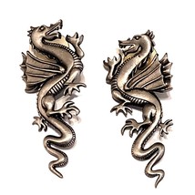 JJ Jonette Vintage 1986 Pewter Dragon Pierced Earrings - $22.76