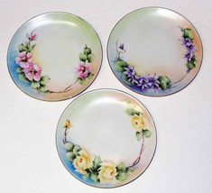 Thomas Bavaria Set 3 Hand Painted Floral 6” Plates - Signed - $15.00