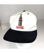 Vintage Coca-Cola Hat Cap White Black Bill Embroidered Bottle 90s 1996 M... - $349.57 MXN