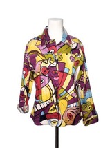 Vintage Mirror Image Abstract Art to Wear Jacket Sz L Musicians Colorful... - £26.00 GBP