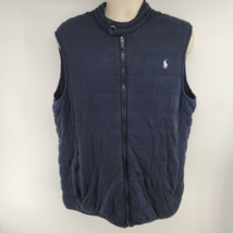 Polo Ralph Lauren Navy Blue Full Zip Quilted Cotton Men&#39;s Vest Size XL - $24.74