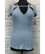 Free People Ink Blue Striped Short Sleeve Tee Shirt Blouse Top Size S NE... - $442.16 MXN