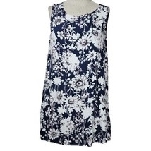 Navy Blue and White Floral Sleeveless Top Size Medium - £19.44 GBP