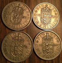 1955 1957 1958 1966 Lot Of 4 Uk Gb Great Britain Shilling Coins - £3.11 GBP