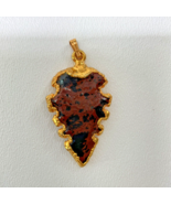 Mahogany Obsidian Arrow Head Handmade Pendant, Necklace Charm Gold Tone 2&quot;. - $23.18 CAD