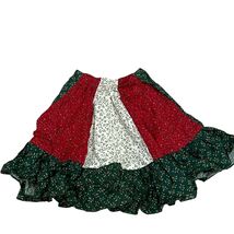 Festive Womens Holiday Patchwork Skirt With Ruffled Hem &amp; Elastic Waist - $19.20