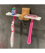Wall Mounted TOOTHBRUSH And Razor WOODEN HOLDER With Adhesive Tape-Tooth... - €29,98 EUR