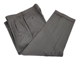 Pronto Uomo Men&#39;s 100% Wool Brown On Brown Pinstripe Suit Pants 38x27 - $10.88