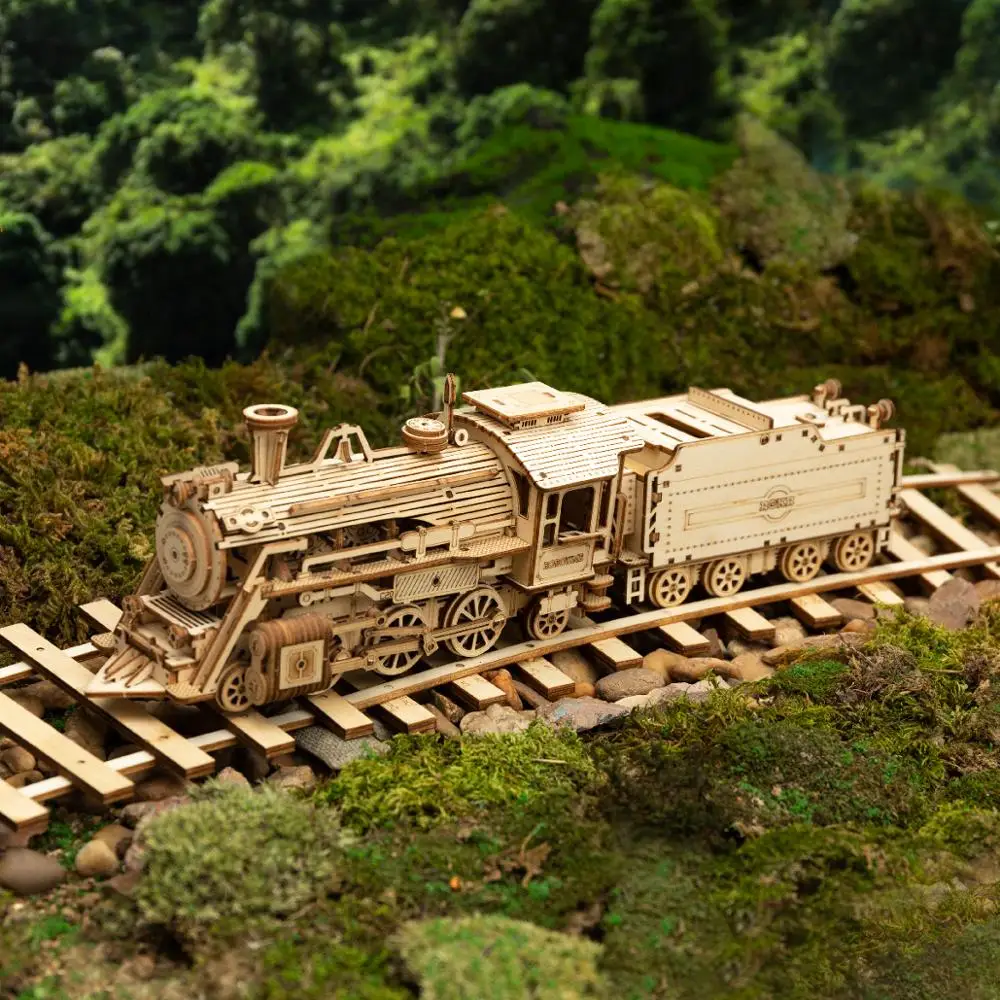 E rokr 3d puzzle movable steam train car jeep aembly toy gift for children adult wooden thumb200