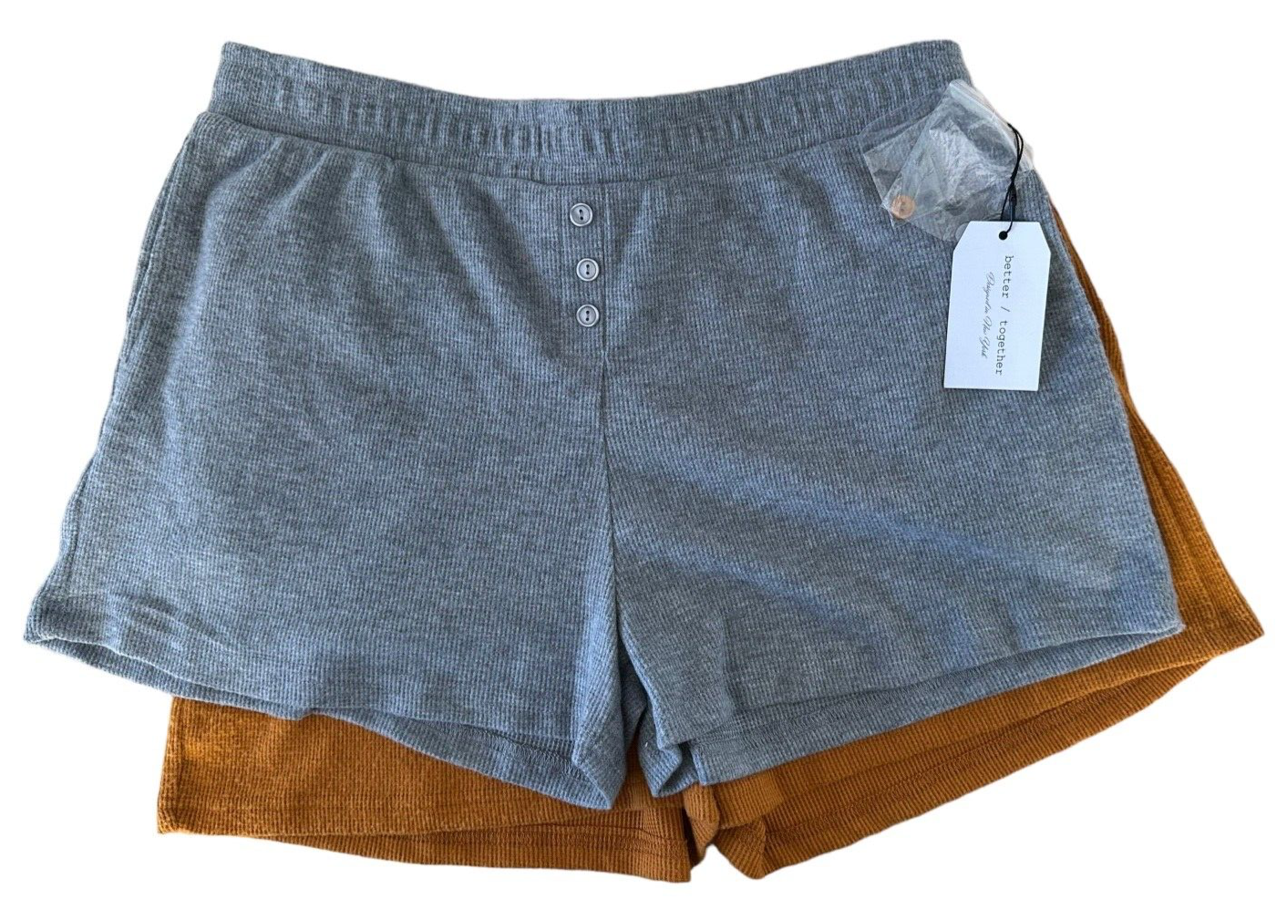 Primary image for Better Together Women's 2 Pack Knit Lounge Shorts Size XL Gray & Burnt Orange