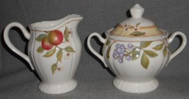 NORITAKE Homecraft FRUIT CANYON PATTERN Creamer and Sugar Set KOREA - $39.59