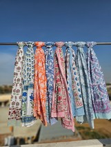 10 PC Mix Lot Indian Block Print Sarong Handmade Cotton Beach Scarf Pare... - $97.67