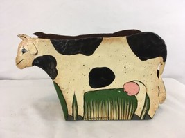 Hand Made Sheet Metal Holstein Cow Rustic Farm Décor Vintage Storage Pla... - £14.95 GBP