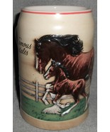 1988 Ceramarte BUDWEISER WORLD FAMOUS CLYDESDALE MARE &amp; FOAL Tankard Mug... - $24.74