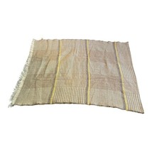 Large Fringed Shawl Taupe Brown Woven Yellow Striped Cape Poncho Scarf 2... - £22.22 GBP