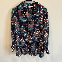 SOFT SURROUNDINGS Multicolor Sailboat Button-Up Long Sleeve Petite Large... - $408.04 MXN